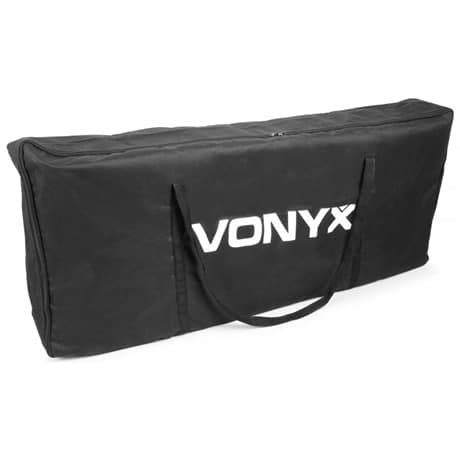 Vonyx DB4 Pro hopfällbar DJ-bås med vita och svarta lycradukar