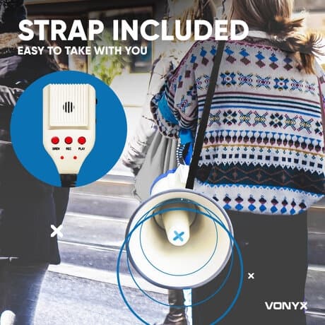 Vonyx MEG065 USB/SD, batt,inspelning,siren,mic