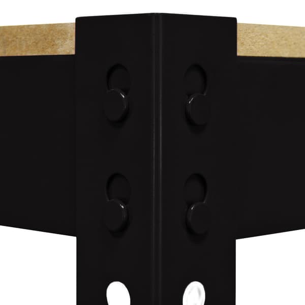 Q-Rax Svart Arbetsbänk 120 cm (B)  Pulverlackerat Stål Förvaring Verkstad Garage 2 Hyllor 200 kg Viktkapacitet Per Hylla Enkel Montering 7.6 mm MDF