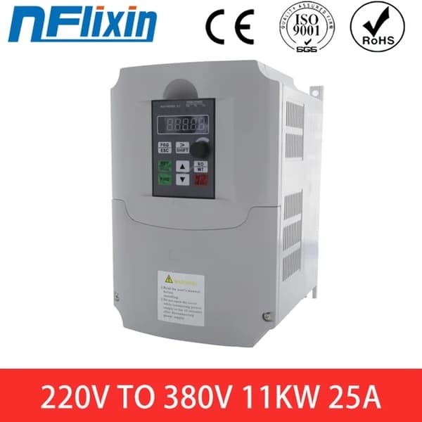 Taajuusmuunnin, 4 KW tehon ulostulo, 55 KW tehon ulostulo, 2,2KW (musta), 1-vaihe 220V, 3-vaihe 380V