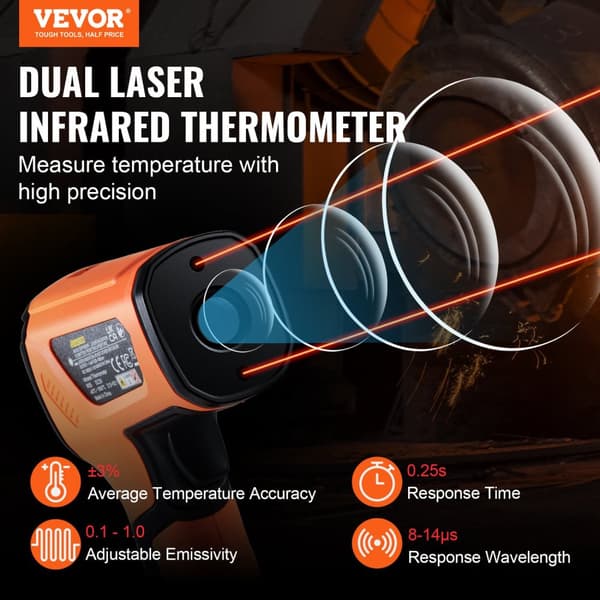 Infraröd termometer, dubbel laser teknologi, icke-kontakt handhållen