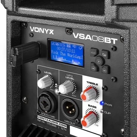 Vonyx VSA08BT aktiv högtalare Bluetooth - 250W Peak Power, dubbelförstärkt med mp3-spelare