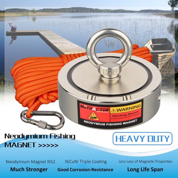 Neodymium Magnetfiske, Dubbelsidig, 350KG Vertikal Dragkraft, Silver, Vertikal dragkraft