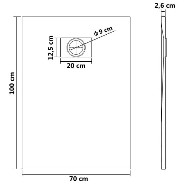 vidaXL Duschkar SMC brun 100x70 cm