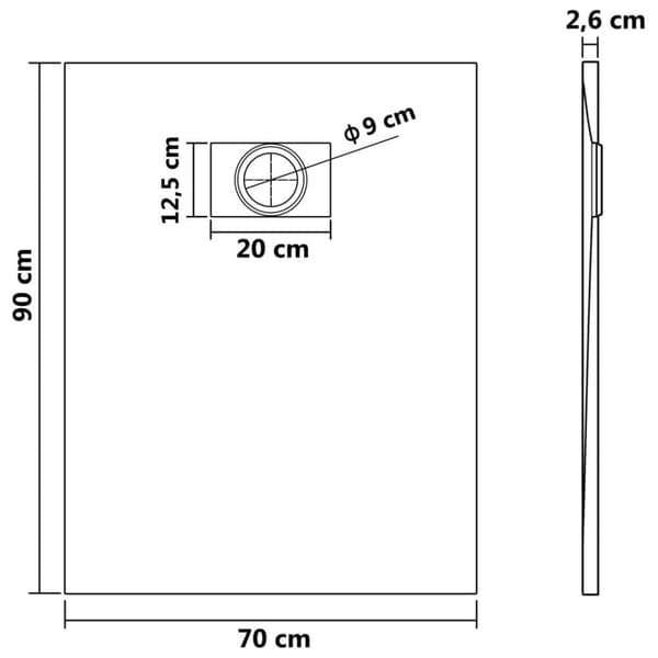 vidaXL brusekar 90x70 cm SMC grå