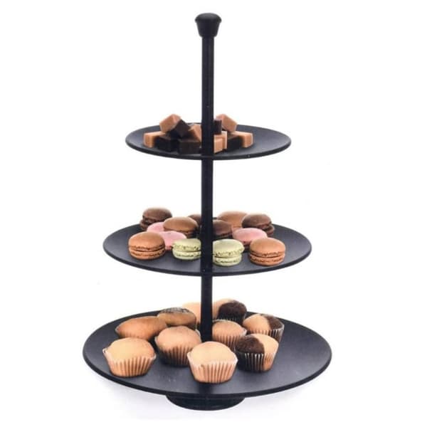 Excellent Houseware Serveringsstativ 3 lag 36,5 cm matt svart