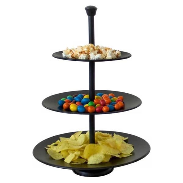 Excellent Houseware Serveringsstativ 3 lag 36,5 cm matt svart
