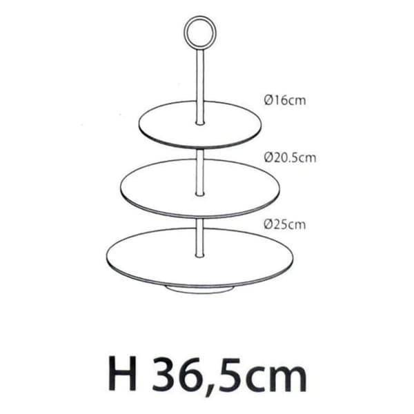 Excellent Houseware Serveringsstativ 3 lag 36,5 cm matt svart