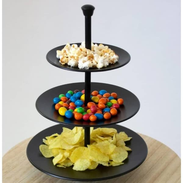 Excellent Houseware Serveringsstativ 3 lag 36,5 cm matt svart