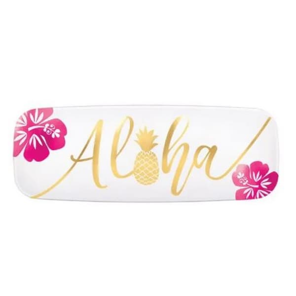 Amscan Aloha Plastic Hot Stamped Long Platter