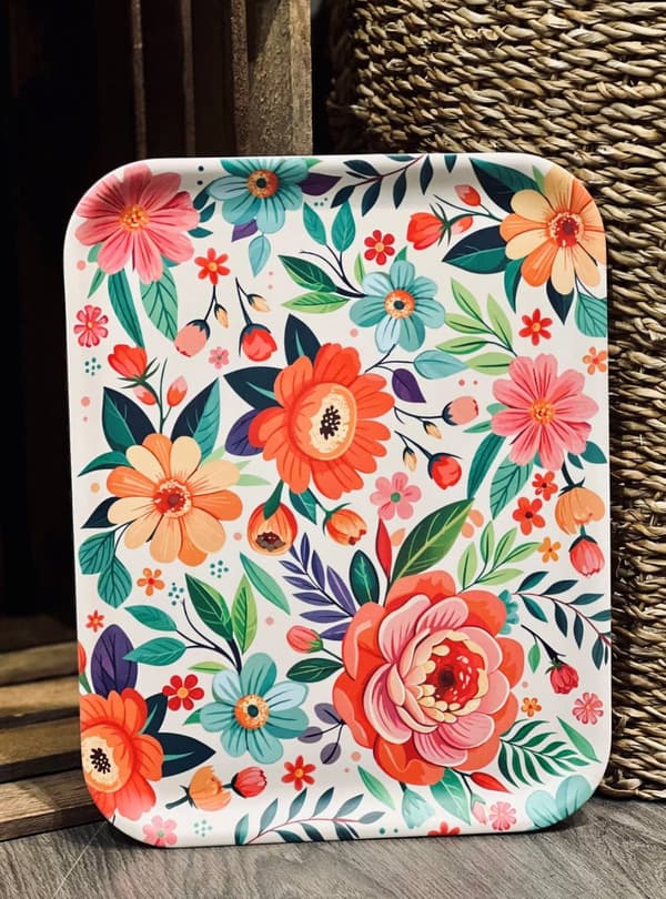 Bricka Blommor Melamin 37x29 cm