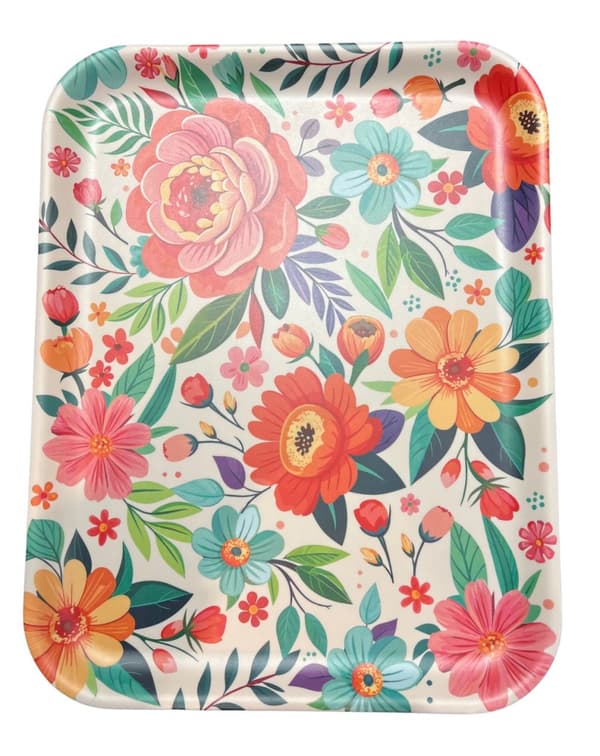Bricka Blommor Melamin 37x29 cm