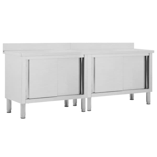 vidaXL Keittiön työpöydät liukuovet 2 kpl 240x50x(95-97)cm ruost teräs