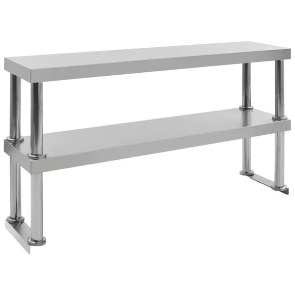 vidaXL Överhylla för arbetsbord 2 hyllplan 120x30x65 cm rostfritt stål