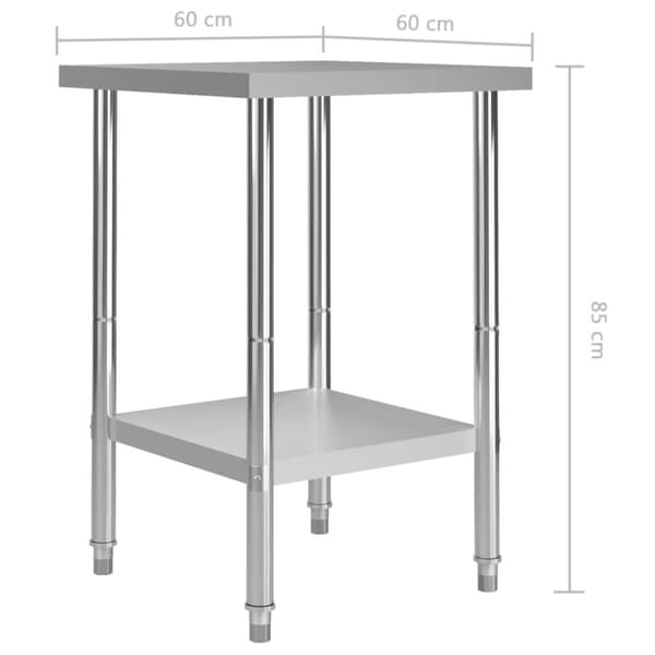 vidaXL Arbeidsbord for kjøkken 60x60x85 cm rustfritt stål