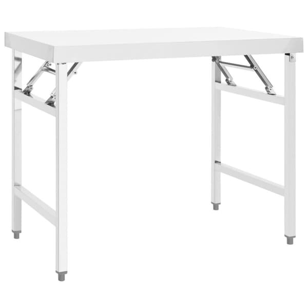 vidaXL Sammenleggbart arbeidsbord kjøkken 100x60x80 cm rustfritt stål