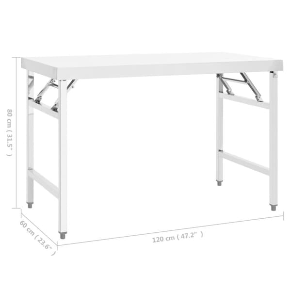 vidaXL Sammenleggbart arbeidsbord kjøkken 120x60x80 cm rustfritt stål
