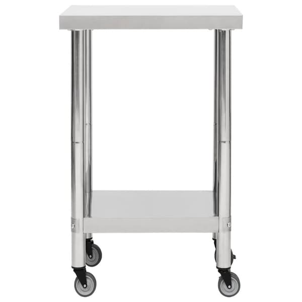 vidaXL Arbeidsbord for kjøkken med hjul 60x60x85 cm rustfritt stål