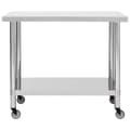 Miniatyrbilde 3 av 8: vidaXL Arbeidsbord for kjøkken med hjul 100x45x85 cm rustfritt stål