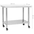 Miniatyrbilde 8 av 8: vidaXL Arbeidsbord for kjøkken med hjul 100x45x85 cm rustfritt stål