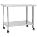 Miniatyrbilde 1 av 8: vidaXL Arbeidsbord for kjøkken med hjul 100x45x85 cm rustfritt stål