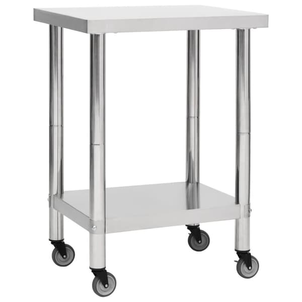 vidaXL arbejdsbord med hjul til køkken 60x45x85 cm rustfrit stål