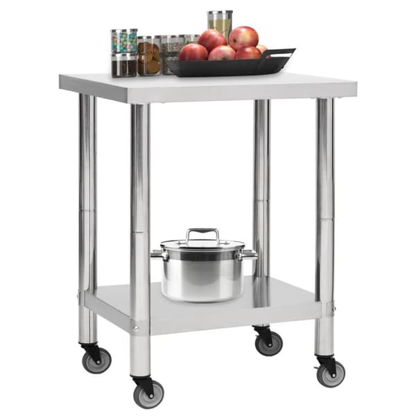 vidaXL arbejdsbord med hjul til køkken 80x45x85 cm rustfrit stål