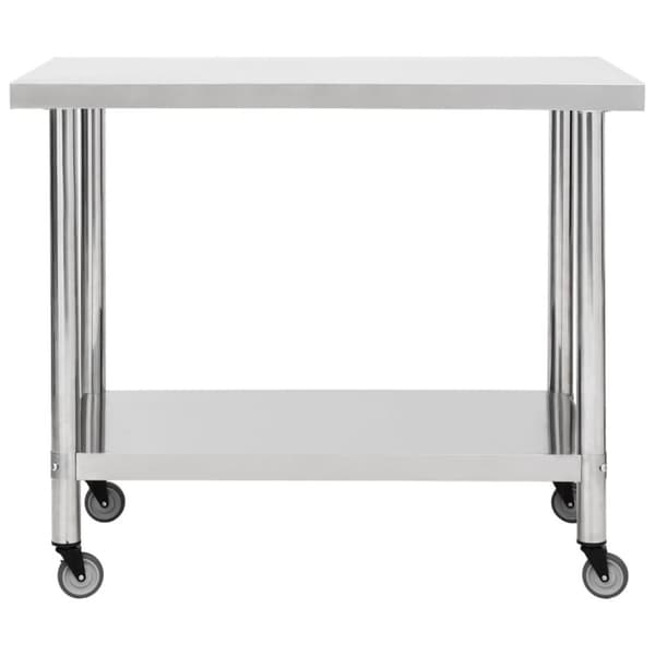 vidaXL arbejdsbord med hjul til køkken 80x60x85 cm rustfrit stål