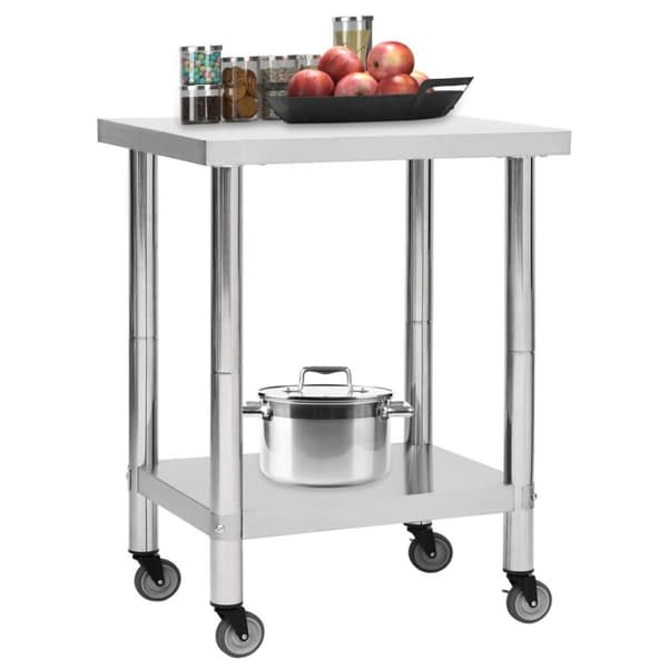 vidaXL arbejdsbord med hjul til køkken 80x30x85 cm rustfrit stål