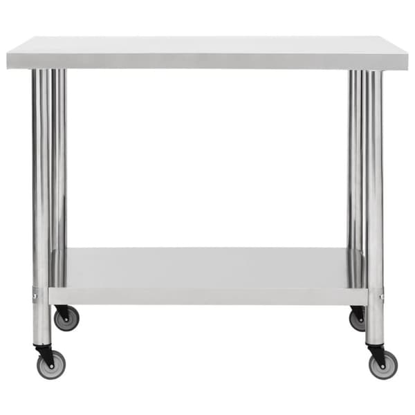 vidaXL arbejdsbord med hjul til køkken 100x45x85 cm rustfrit stål