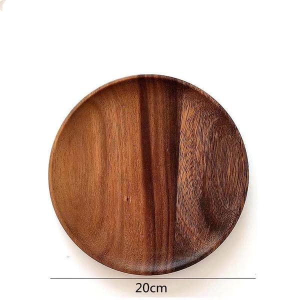 6 stycken Akacia  trä tallrikar 20 cm rund Hana