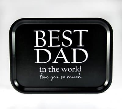 Bricka 27x20 cm Best Dad, svart med vit text - Mellow Design