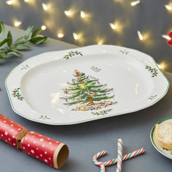 Christmas Tree Sculpted Oval Platter, 36cm - Spode