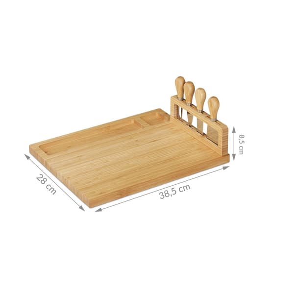 Drikkebord - ostebord - bambus - med knive - 38,5x28 cm
