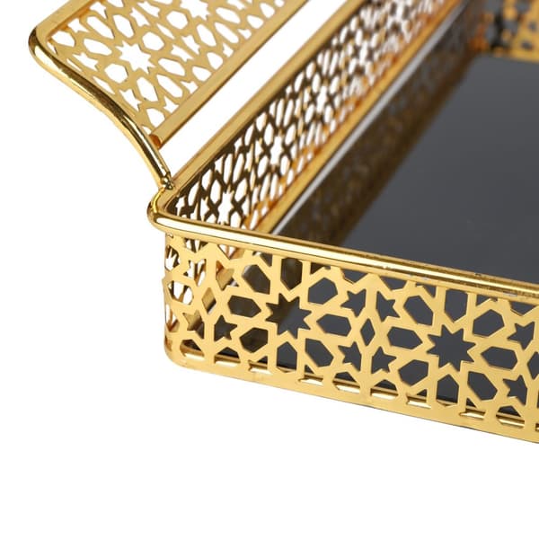 Serveringsbrickor Luxury guld, Decor Art Serveringsbricka med handtag, kaffebricka, vinbricka, 52,5x29cm