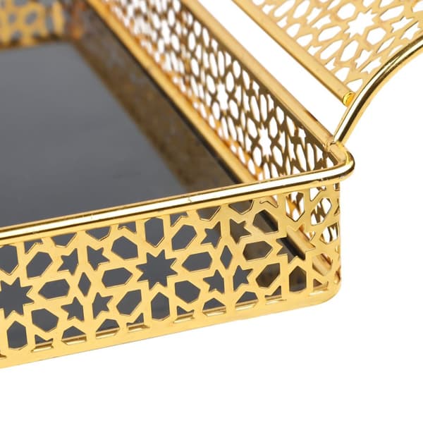 Serveringsbrickor Luxury guld, Decor Art Serveringsbricka med handtag, kaffebricka, vinbricka, 52,5x29cm