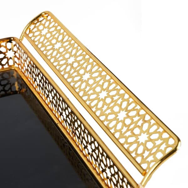 Serveringsbrickor Luxury guld, Decor Art Serveringsbricka med handtag, kaffebricka, vinbricka, 52,5x29cm