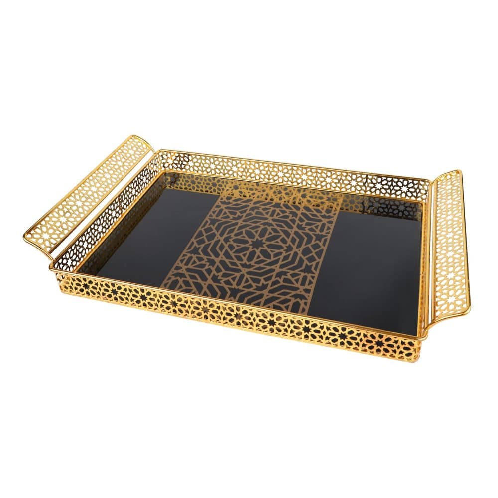 Serveringsbrickor Luxury guld, Decor Art Serveringsbricka med handtag, kaffebricka, vinbricka, 57x36cm