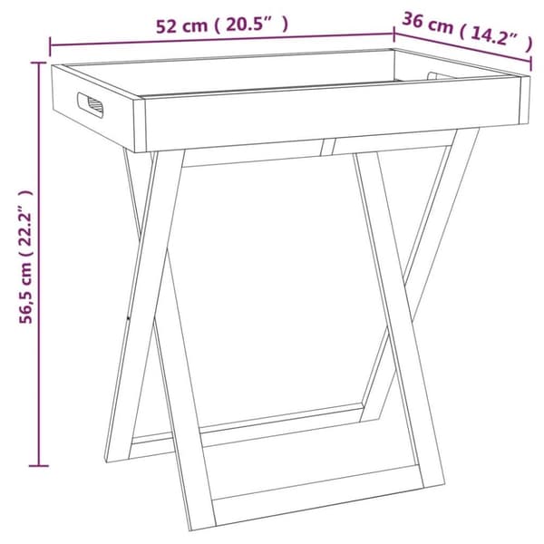vidaXL Hopfällbart brickbord 52x36x56,5 cm massivt valnötsträ