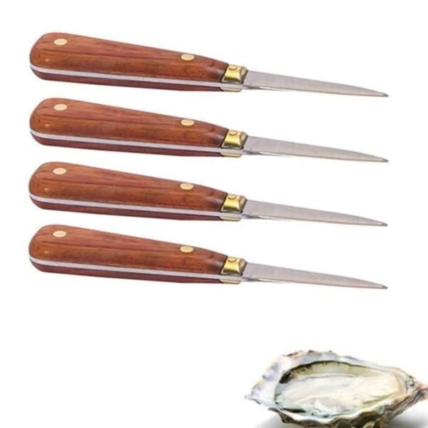 Ostronlansar av trä och rostfritt stål - Bestick - 16 cm - Vit