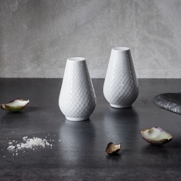 Rhombe Salt and Pepper Shakers, H 7cm - Lyngby Porcelæn