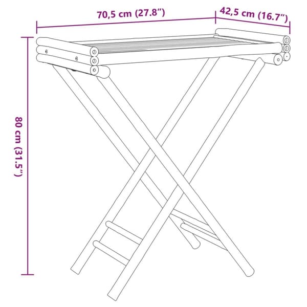 The Living Store foldbart bakkebord 70,5x42,5x80 cm bambus -  Serveringsbakker