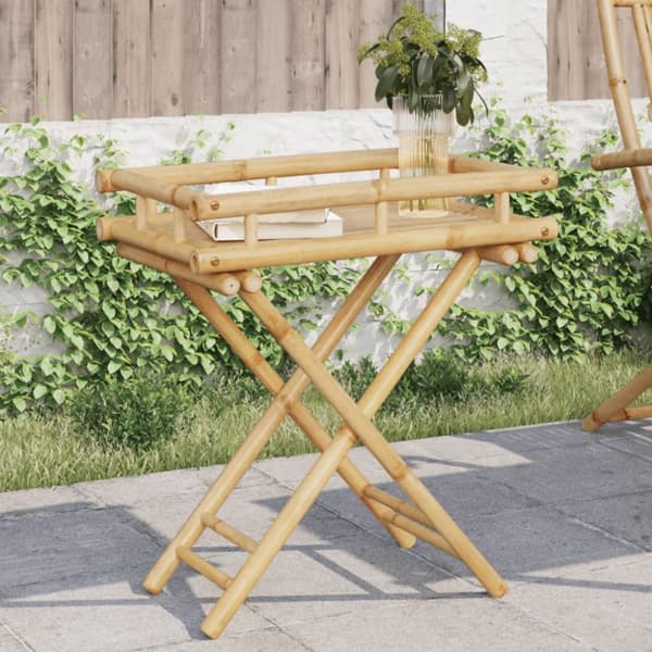 The Living Store Hopfällbart brickbord 60x40x68 cm bambu -  Serveringsbrickor
