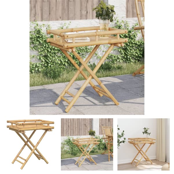 The Living Store Hopfällbart brickbord 60x40x68 cm bambu -  Serveringsbrickor