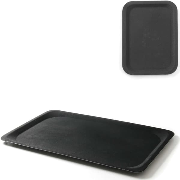 Skridsikker rektangulær tjenerbakke 20x28cm - sort