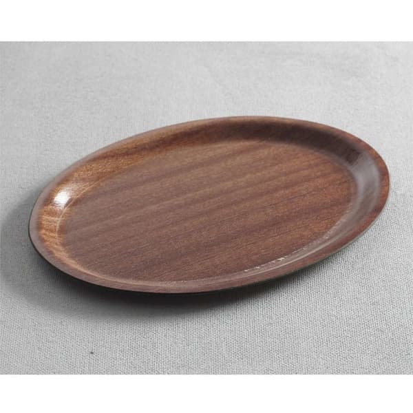 Skridsikker tjenerbakke i træ - oval 20x26,5cm