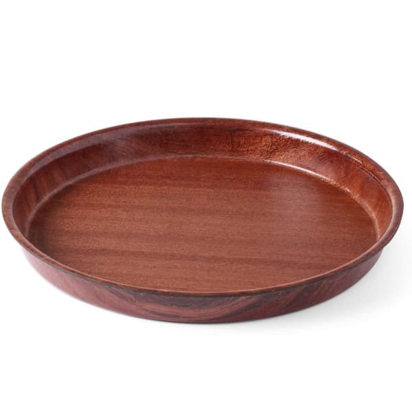 Dyb, skridsikker tjenerbakke i træ med kant - rund diameter. 42 cm
