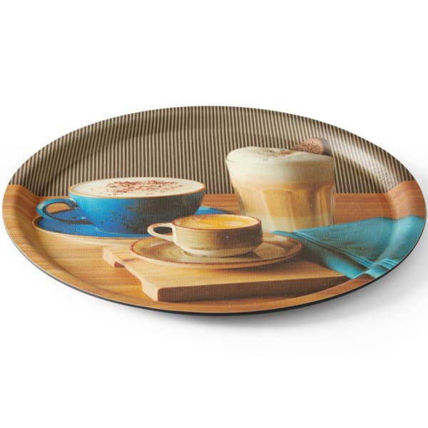 Anti-skrid rund serveringsbakke med print, diameter. 380 mm - Hendi 507971