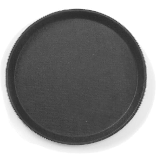 Skridsikker tjenerbakke, rund, diameter. 35 cm - sort