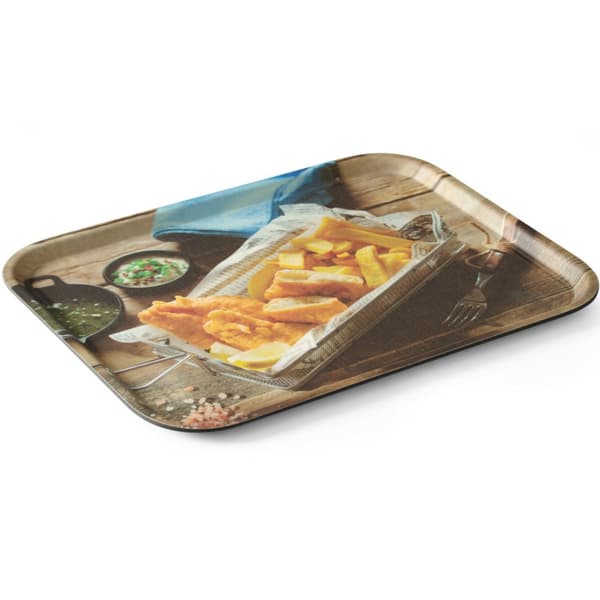 Skridsikker bakke til servering af velsmagende fiskechips 330 x 430 mm - Hendi 508022